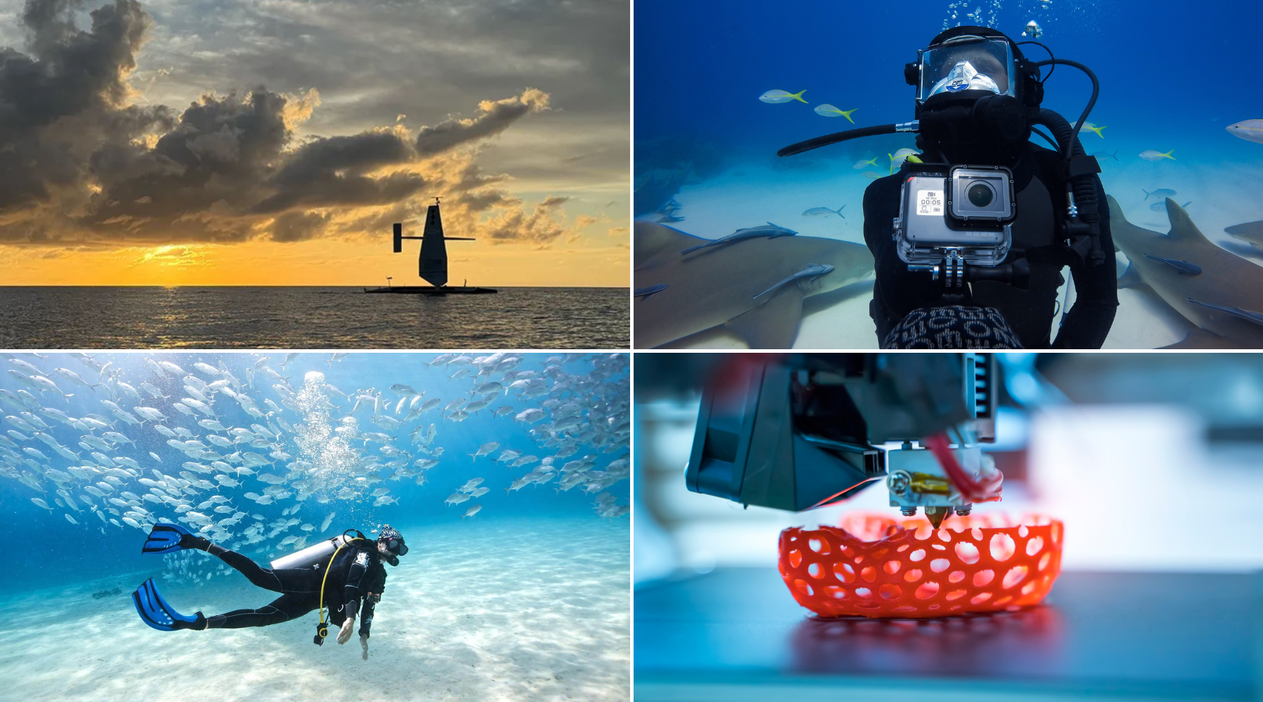 BlueTech innovation with engineer testing marine sensors