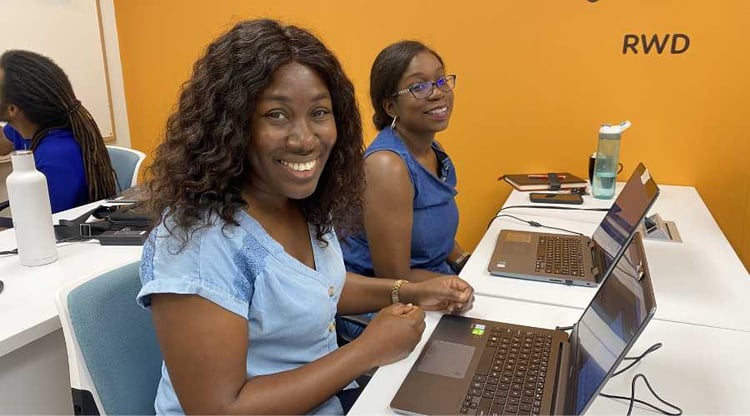 Melisa Hamilton and Sherolene Belnavis taking part in Enterprise Cayman programming for entrepreneurs