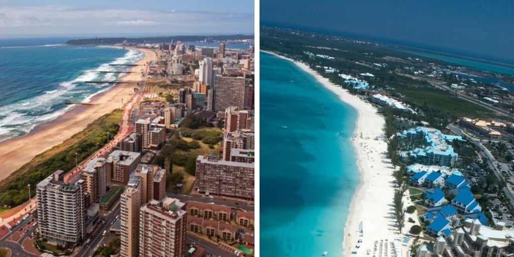 Arial View of Shoreline in South Africa and The Cayman Islands
