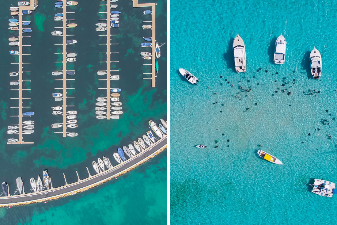 Arial View of Cyprus and Cayman Islands Water