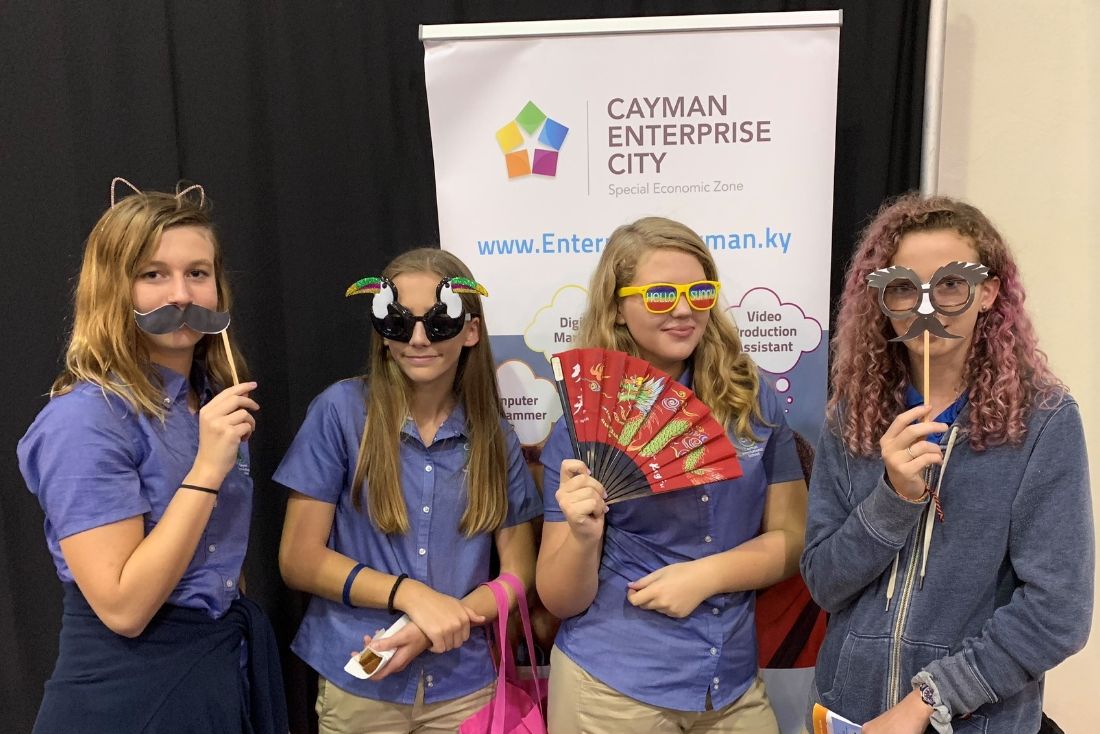 Students participate in Cayman Enterprise City photo booth at career fair