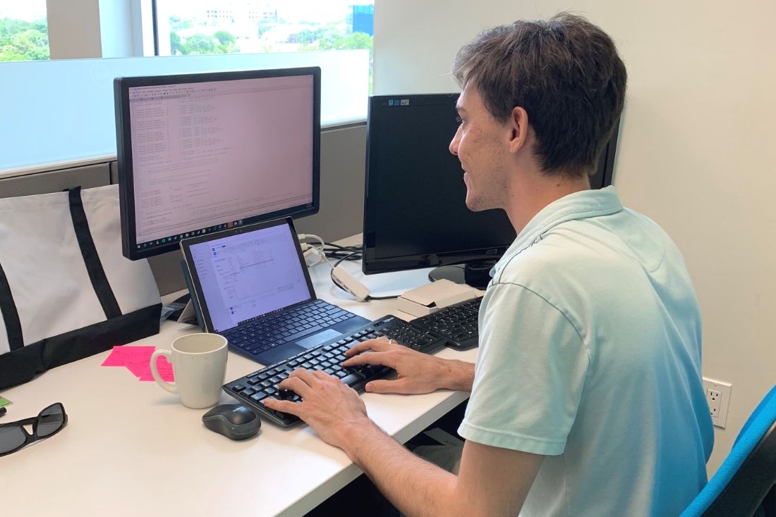 Intern working on AI projects